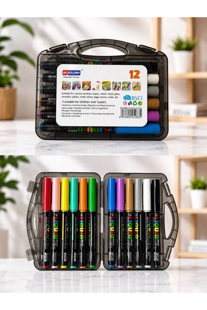 Brush Acrylic Paint Pens 12-Pack Akrylıc Creative Markers