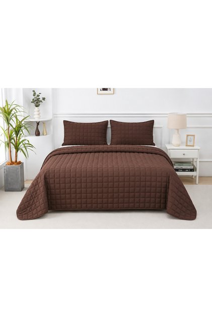Set Cuvertura Pat Matlasata Reversibila, 3 Piese, 220x240 cm, 2 Fete Perna 50x70 cm, UNI