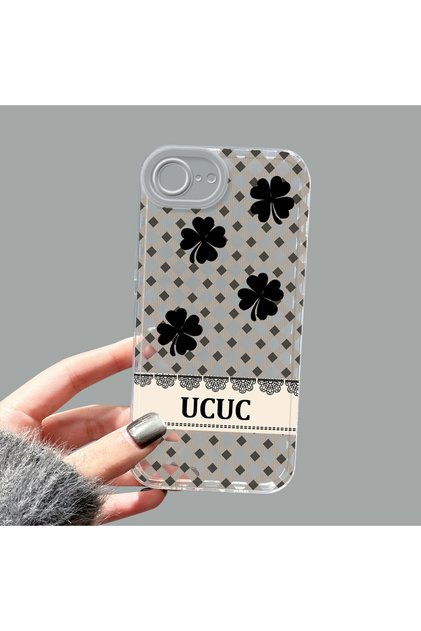 iPhone 16E/17E Compatible Camera Protected Anti-Shock Aesthetic Print Pattern Transparent Silicone Case