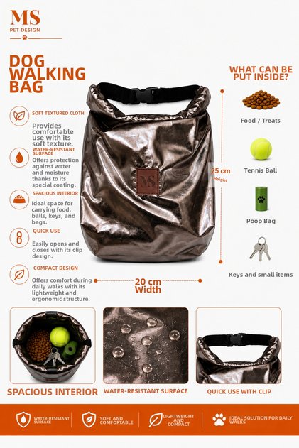 Ms Pet Dog Walking Bag - Can Be Attached to Collar (Food, Toy, and Pouch Carrying Bag)