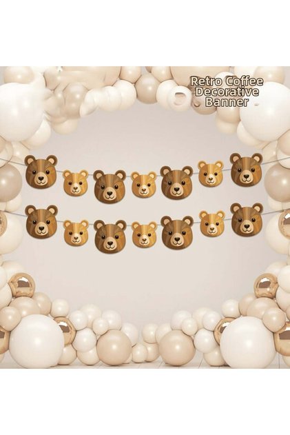 14-Pack Retro Brown Bear Banner, Bear Wall Decoration