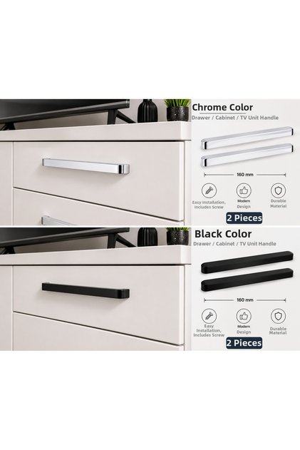 2 Pcs 160 mm Chrome Furniture Handle Cabinet Drawer Kitchen Cupboard Handle