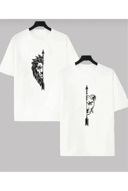 Children's Unisex Lion Printed Oversize Lover Couple Combination T-Shirt