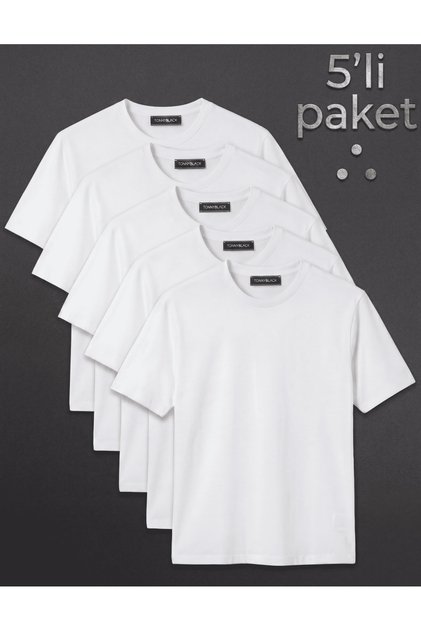 Men's White 5-Pack 100% Cotton White T-Shirts