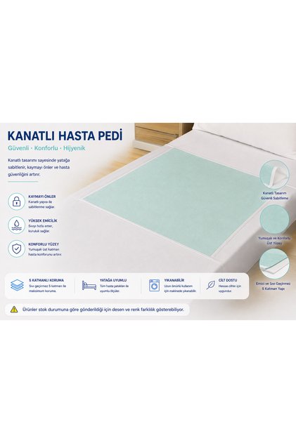 وسادة مريض مجنحة قابلة للغسل والامتصاص ومقاومة للسوائل (75 × 85 سم)