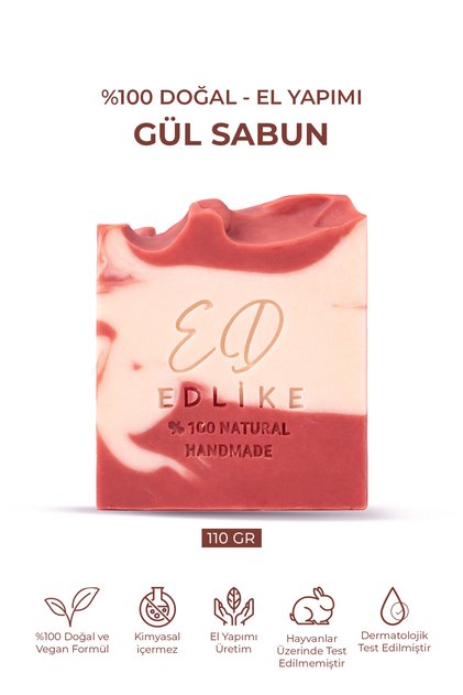 Natural Handmade Rose Soap Made of Pure Oils 110 Gr