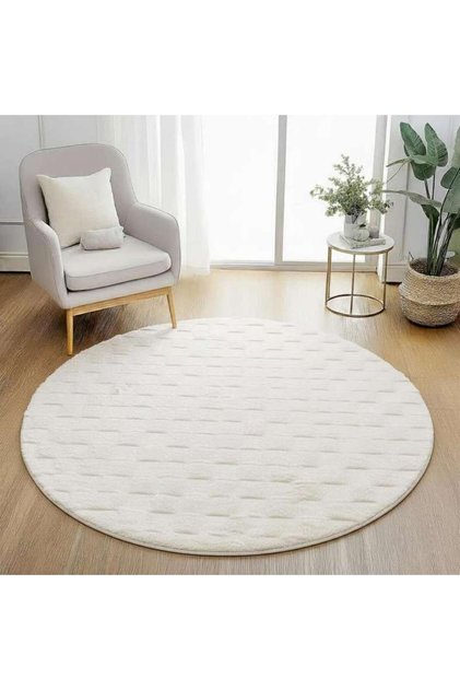 Fontana Soft Touch Shaggy Rug Dia 120cm - Ivory