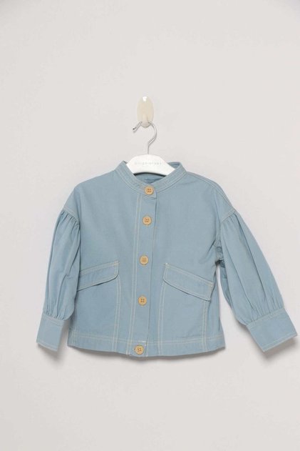 Girls' Collarless Jacket with Front Pockets