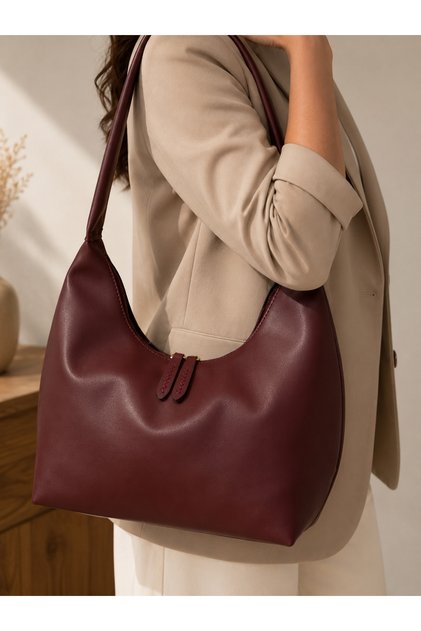 Women's White Leather Shoulder Bag Soft Textured & Large Volume