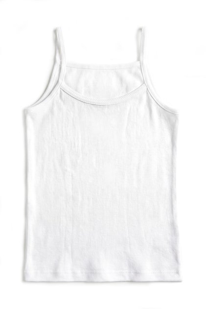 Girl's 100% Cotton Undershirt Ribbed Thin Straps Daily Comfortable Cut (8034)
