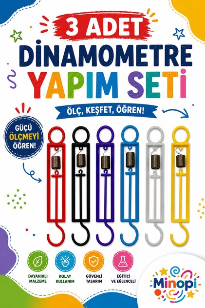 ( 3 Adet ) Dinamometre Deney Yapım Seti Deney Proje Tasarım İçin Dinomometre Modeli Deney Malzemesi