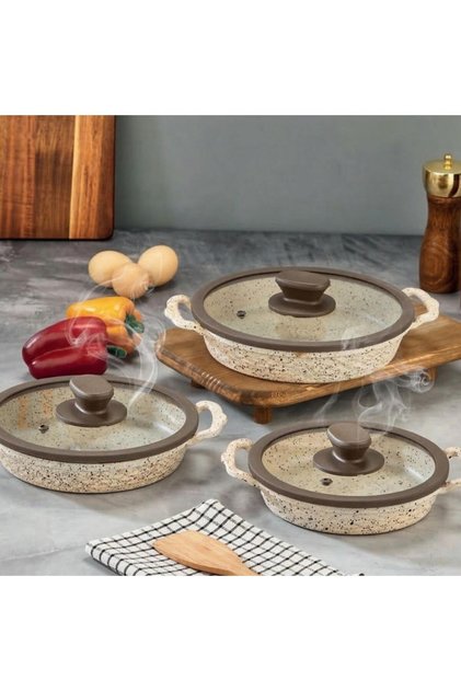 İnci Döküm Sahan Set with Lid 18-20-22 cm Ins-122