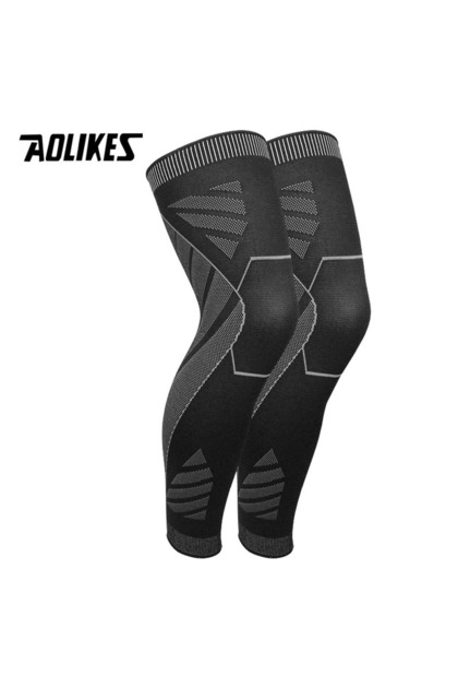 L 1 Pair Black Long Leg Compression Sleeves,Full Leg Sleeve Long Knee Brace Knee Sup