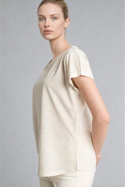 Crew Neck Short Sleeve Ecru T-Shirt H1490Ax26Sp