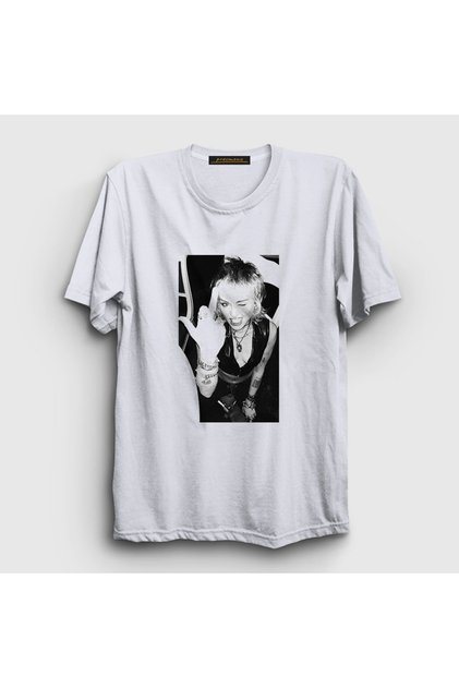 Unisex White Flip Miley Cyrus T-shirt400269tt