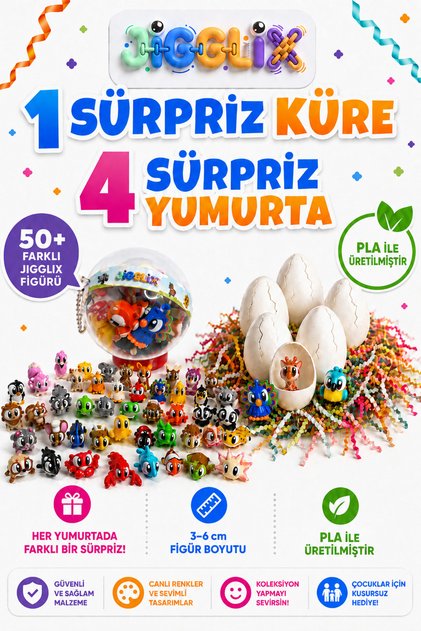 1 Sürpriz Küre Ve 4 Sürpriz Yumurta Seti - Doğa Dostu PLA Figür Oyuncak Hediyelik Set