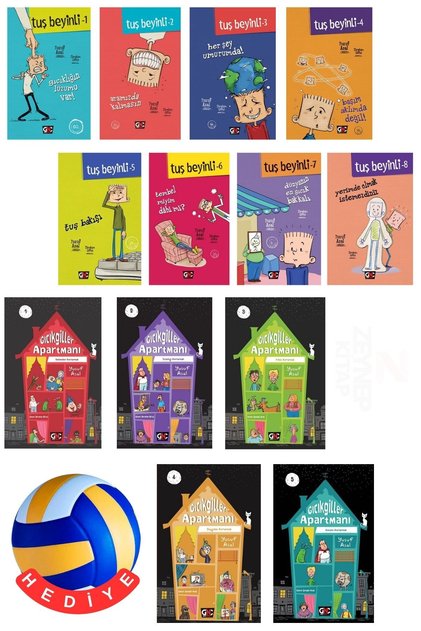 Yusuf Asal-Tuş Beyinli-Gıcıkgiller Apartmanı Serisi-13 Kitap Set-Voleybol Topu Hediyeli