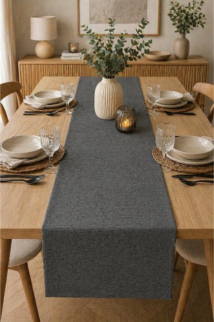 Table Keten Kumaş 40 x 140 Cm Runner / Amerikan Servisi