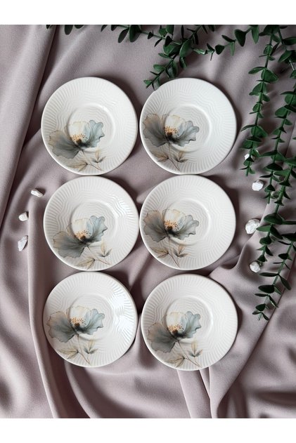 Nilüfer Model Embossed 6-Piece Modern Tea Plate