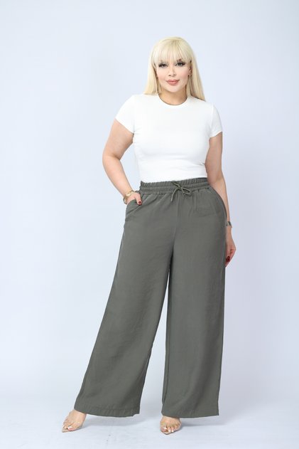 Plus Size High-Waisted Wide Leg Cupra Modal Comfortable Flowy Premium a Plus Quality Pants - Soft Textured & Stylish for Daily & Office