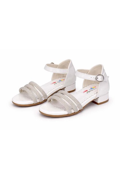 Mommy girl child stone detailed heeled evening shoes 23-25 white