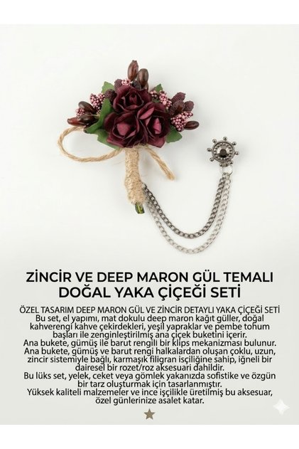 ARS EL YAPIMI ZİNCİRLİ ÇİÇEK YAKA İĞNESİ - ÖZEL TASARIM 26ÇEŞİT ZAMANSIZ ŞIKLIK AKSESUARI