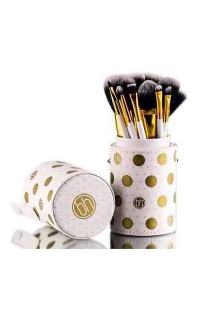 11-piece brush set in white and gold color