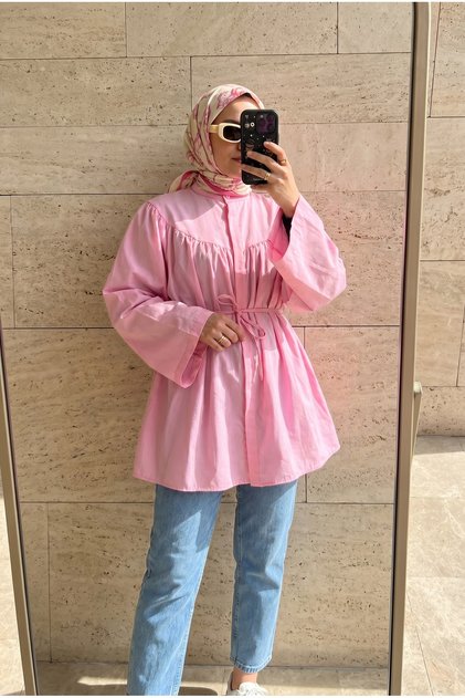 Women's Wide Cuff Sleeves Poplin Shirt with Lace Detail