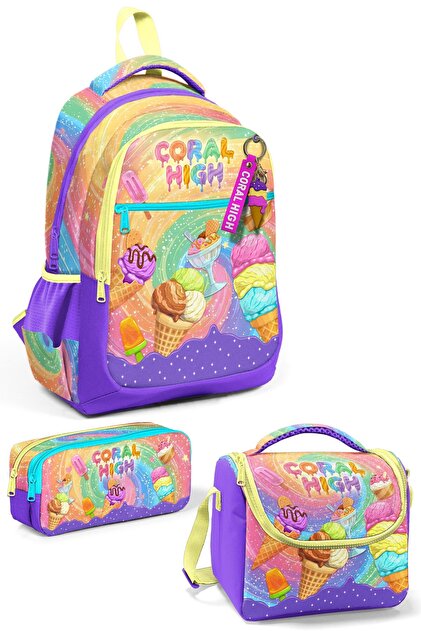 Coral High Kids Milka Dondurma Desenli 3'lü Okul Çanta Seti