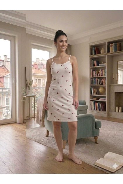 Women's Ribbed Soft Textured Strappy Bodycon Nightgown