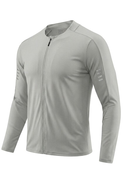 . Men's Full Zipper Diving Fabric Long Sleeve Slim Fit Flexible Sports Sweatshirt