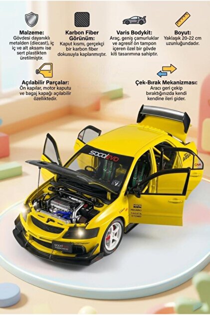 MITSUBISHI T-BOX ミニカー Tıfıl Toys Hobiez World 1:24 Lisanslı Metal Mitsubishi Lancer