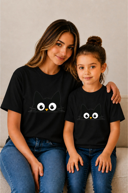 Mother Child Oversize T-Shirt Combination Twin T-Shirt 100% Cotton Comfortable Fit (Sold as a Single Item)