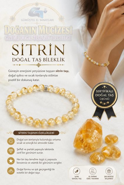 Certified Citrine Stone Natural Stone Bracelet