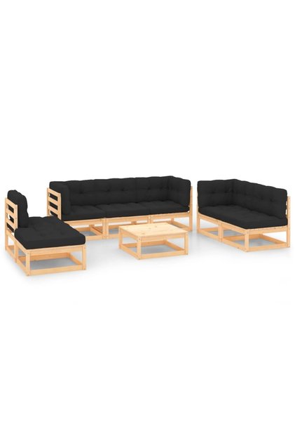 Set mobilier de gradina din 8 piese, lemn masiv de pin