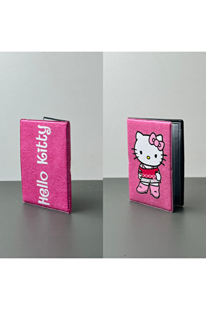 Pink Patterned Logo Kitty Sewn Vehicle License Holder, Motor License Case