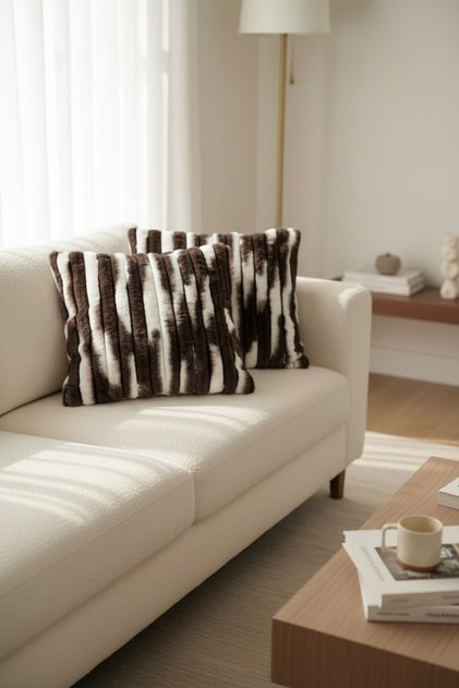 Puffy Cotton Cushion Cover Set of 2 43X43 cm Decorative Cushion with Zipper