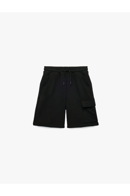 Elastic Waist Pocket Detailed Cotton Basic Shorts