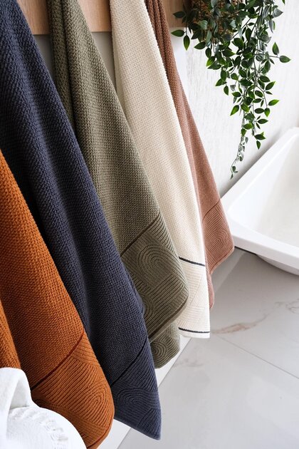 100% Cotton High Absorbent Babil Bath Towel 90X150 Ecru