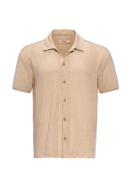 Polo neck knitted short sleeve men's shirt