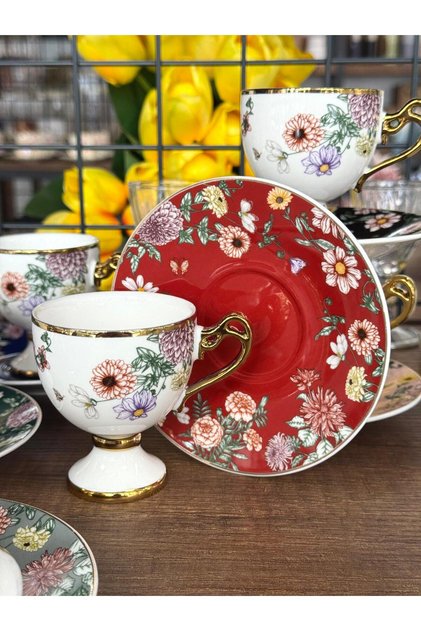 Hesıta 6-Person Porcelain Cup Set Tkebt Colorful