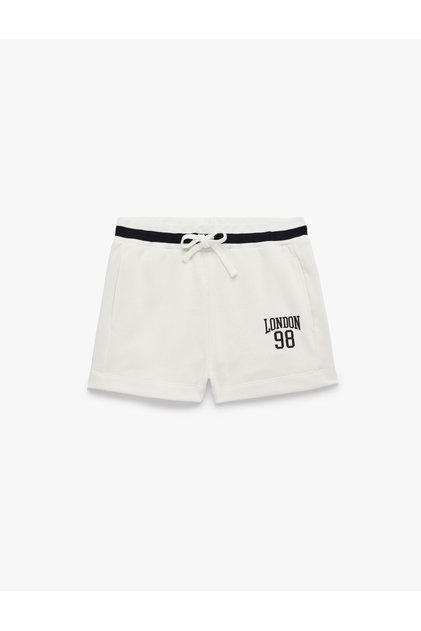 Regular Fit Cepli Beli Bağcıklı Biyeli Baskılı Pamuklu Mini Şort