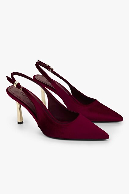 Shoeberry Kadın Hudson Bordo Kadife Gold Tokalı Stiletto - Fiyatı