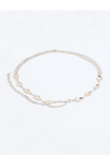 Silver Color Detailed Chain Belt