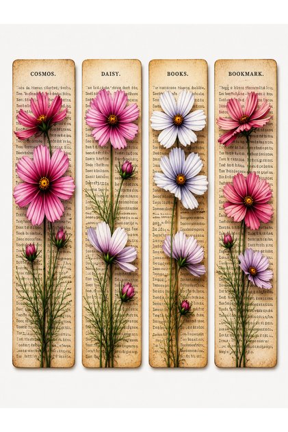 Page Flowers Collection – Set of 4 Bookmarks