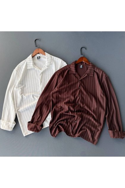 2-Piece Striped Crepe Shirt