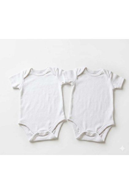 Set 2 body-uri albe pentru bebeluși, bumbac organic, mărimea 74-80 (6-12luni)