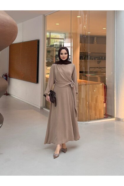 Double-Breasted Tie-Up Ayrobin Dress Mink