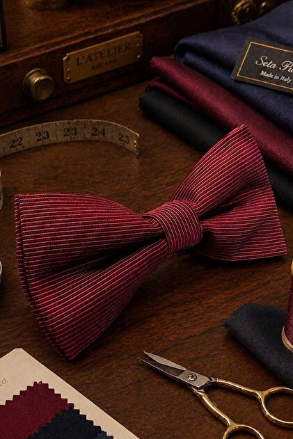 Burgundy Plain Silk Bow Tie Sb206
