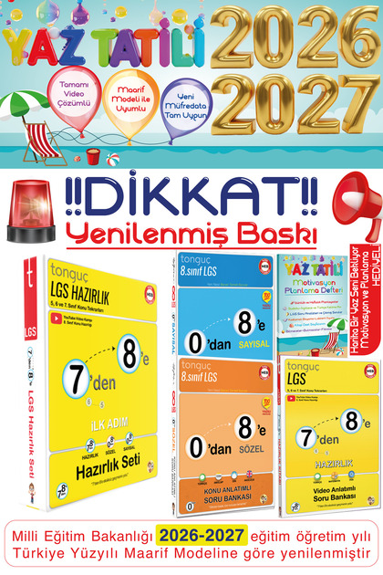 Tonguç Yayınları 7'den 8'e Yaz Tatili Hazırlık Seti 0'dan 8'e